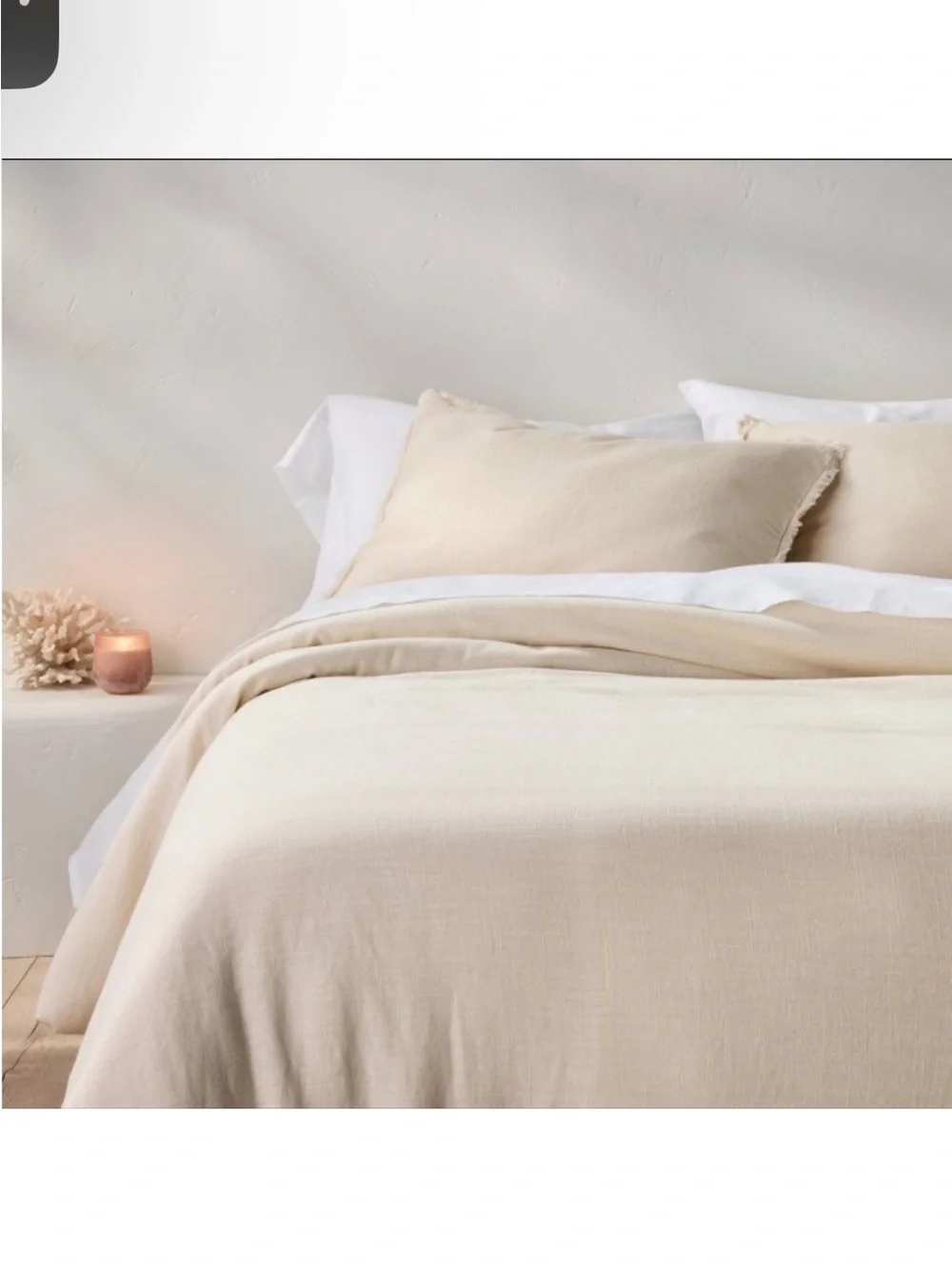 NWT Full/Queen Heavyweight Linen Blend Comforter & Sham Set Natural - Casaluna